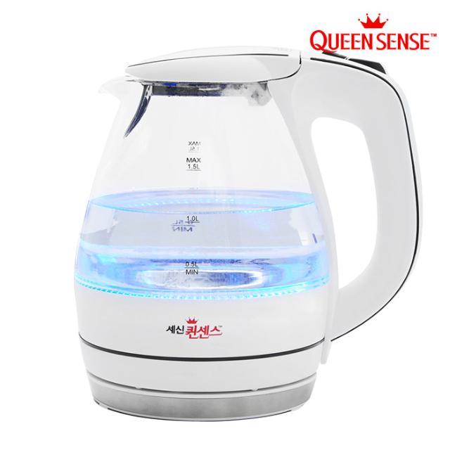 유리 무선 전기주전자 QS-1015S (1.5L, 화이트)