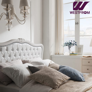 럭셔리앙뜨) 화이트 침대(퀸) 프레임 + 파운데이션(하단) 매트리스(네이비)