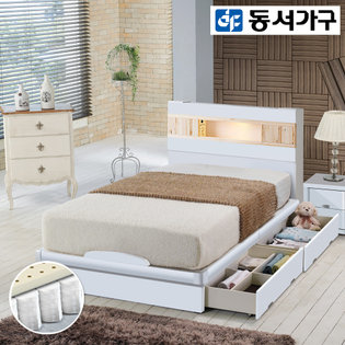  세렌 LED편백 SS수납침대(케미컬폼)DF909528 _오크