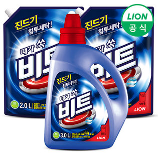 비트 액체세제 3L 용기 1개 + 2L 파우치 2개 (일반용)