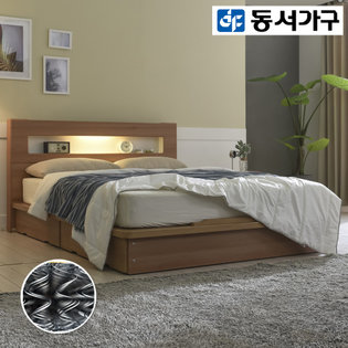  밀레스 LED 평상형 수납침대Q＋본넬(양면) DF908822 _화이트