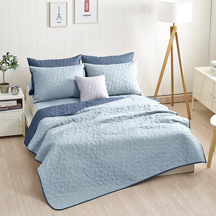 [2개구성] 솔리드 항균 누빔 스프레드 믹스씨엘블루(150X210)