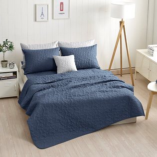 [2개구성] 솔리드 항균 누빔 스프레드 밀키네이비(150X210)