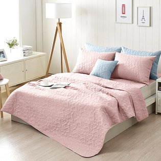 [2개구성] 솔리드 항균 누빔 스프레드 밀키핑크(150X210)