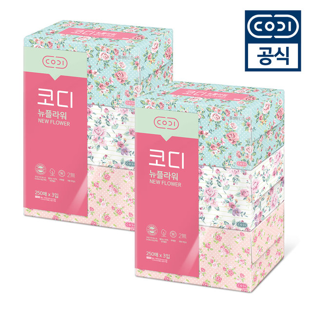 뉴플라워 각티슈 250매 3입 2개