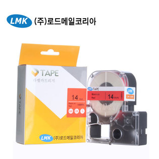 라벨테이프 LMK-1000전용 14MRK 빨강바탕/검정글씨