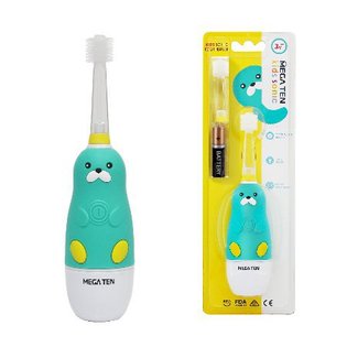 소닉 어린이 LED 음파 진동 전자동칫솔 MB-KS6008S(해달) 본품+리필헤드1개+건전지  [LED 플래시 / 타이머 / 방수]