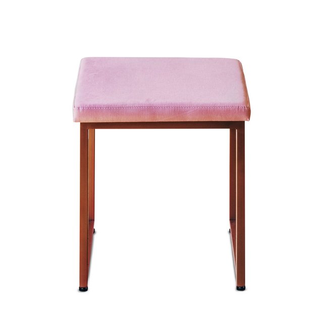 핑크 패브릭 스툴