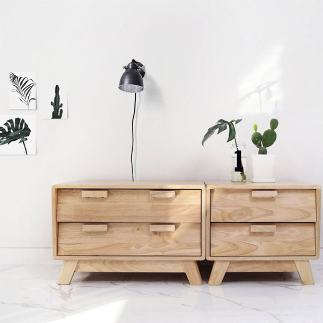 원목 2단서랍장_60