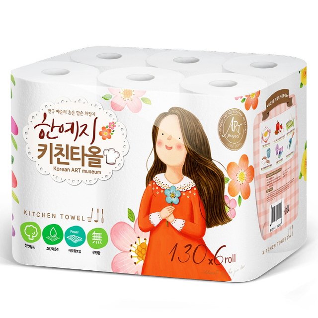 천연펄프 키친타올 130매 6롤 1팩