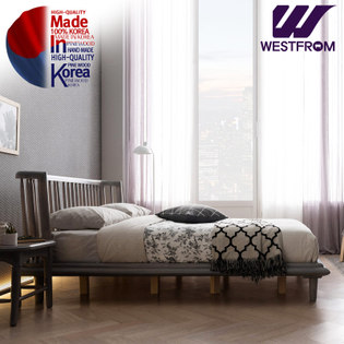 럭셔리 알타무라) 통원목 평상형 침대(퀸) / 프레임 그레이