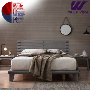 럭셔리베로나) 통원목 평상형 침대(퀸) / 프레임 그레이