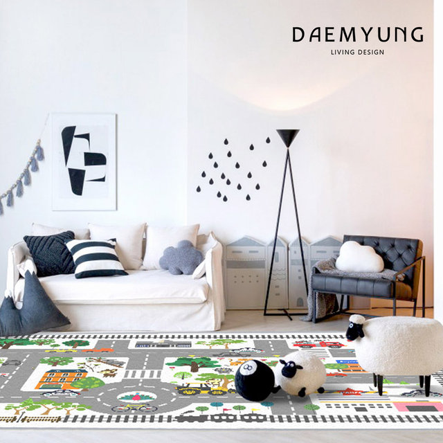 도로 놀이 시티 트레인 뽐므 키즈 DTP 러그 100X150