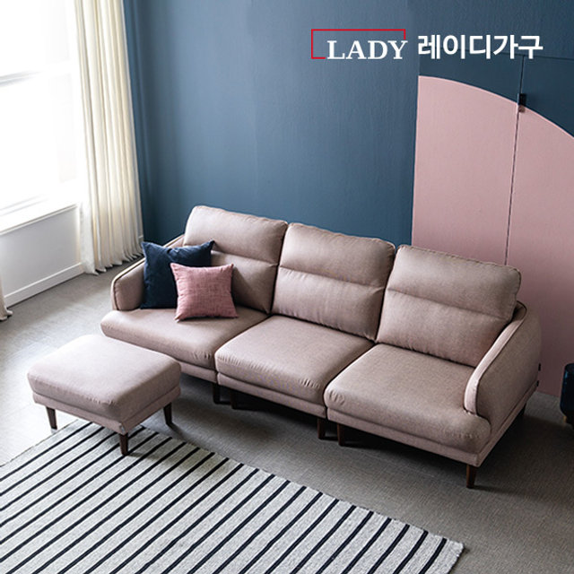  [수도권무배] 알망 EC패브릭 가죽소파 4인용 + 스툴 