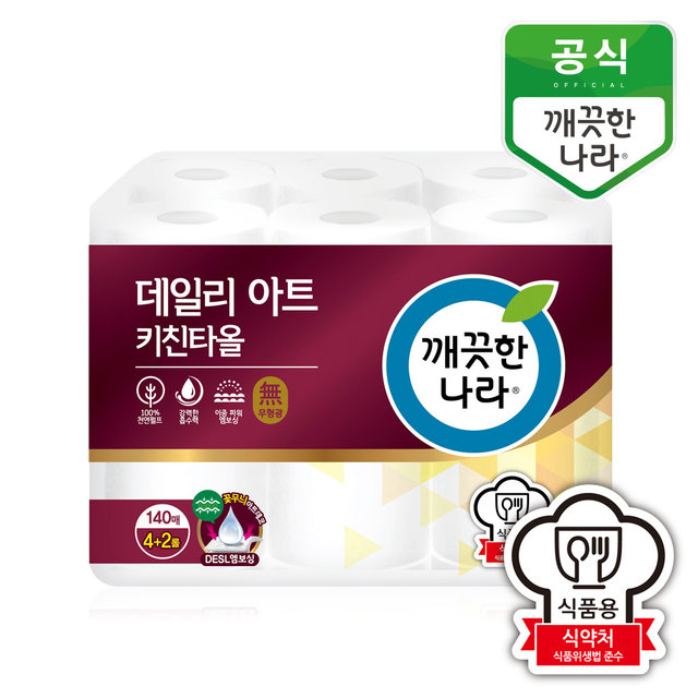 데일리아트 키친타올 140매 4+2롤 x 1팩