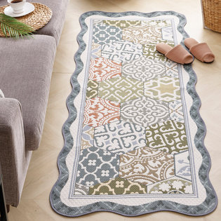 포르테_블루그린 자카드 쇼파매트 4인 65x240cm