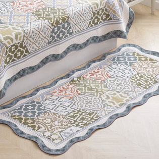 포르테_블루그린 자카드 쇼파매트 3인 65x170cm