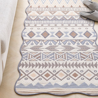 클로이_오렌지 자카드 쇼파매트 3인 65x170cm