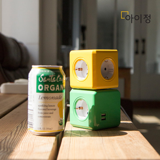 파워큐브 오리지널 USB 올컬러 옐로우 멀티탭 콘센트