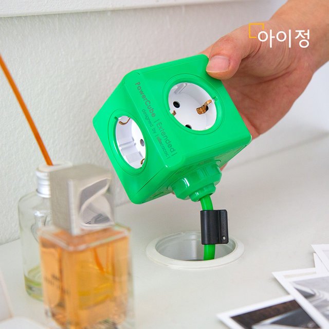 파워큐브 올컬러 5구 1.5M 그린 멀티탭 콘센트