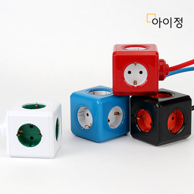파워큐브 올컬러 5구 1.5M 블루 멀티탭 콘센트