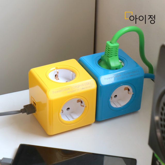 파워큐브 올컬러 USB 4구 1.5M 옐로우 멀티탭 콘센트