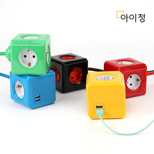 파워큐브 올컬러 USB 4구 1.5M 블루 멀티탭 콘센트