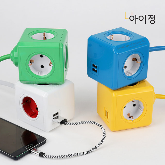 파워큐브 올컬러 USB 4구 1.5M 블루 멀티탭 콘센트