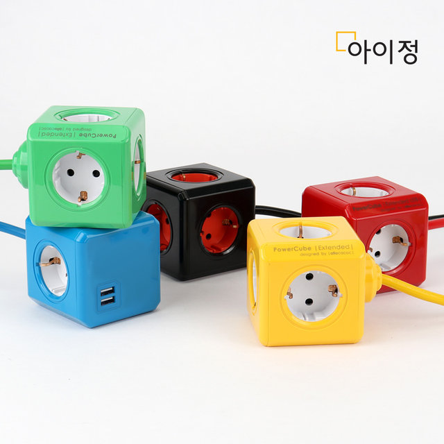 파워큐브 올컬러 USB 4구 1.5M 레드 멀티탭 콘센트