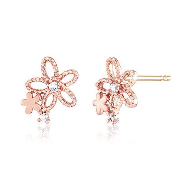 [NeeGee] 14K PINK GOLD 핑크플라워 이어링