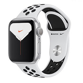애플워치5 GPS 40mm [실버 알루미늄 케이스, 퓨어 플래티넘 / 블랙 Nike 스포츠 밴드] MX3R2KH/A