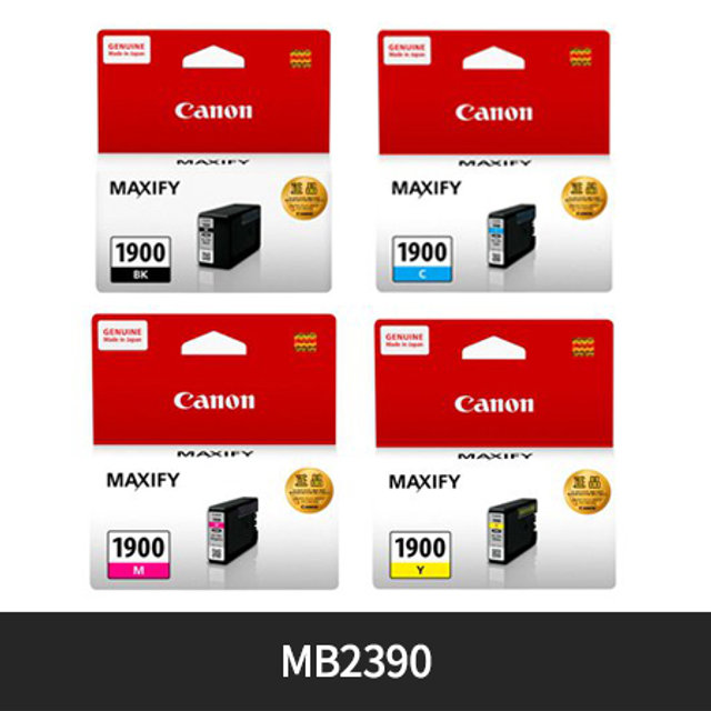 [정품]캐논 블랙/컬러잉크[PGI-1900][검정/파랑/빨강/노랑][호환기종:MB-2390]