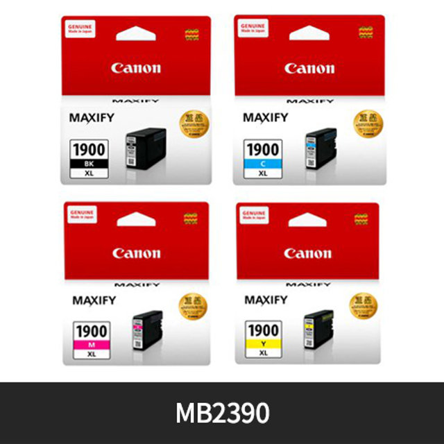 [정품/대용량]캐논 블랙/컬러잉크[PGI-1900XL][검정/파랑/빨강/노랑][호환기종:MB2390]