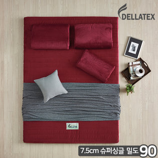 밀도90 천연라텍스 매트 7.5cm 슈퍼싱글 벨로아와인