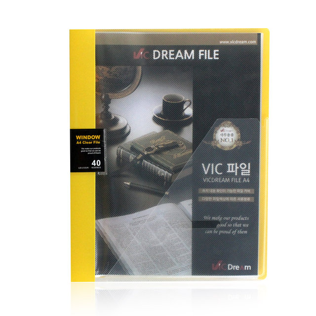 (당일배송) VIC 윈도우 클리어화일 40P 노랑