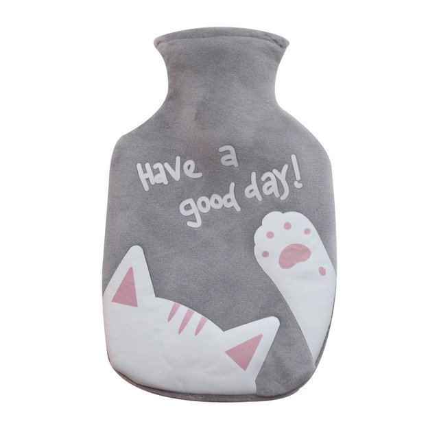 뽀송커버형 핫팩 보온 물주머니 찜질팩 350ml-그레이