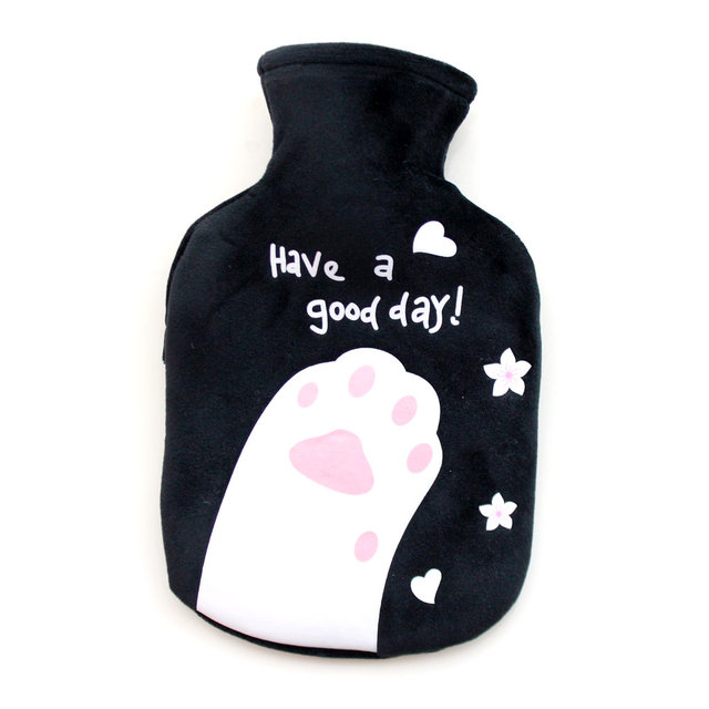 뽀송커버형 핫팩 보온 물주머니 찜질팩 350ml-블랙