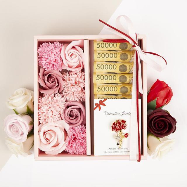 [NeeGee] 프리미엄 비누꽃 용돈박스_브로치포함