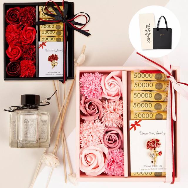 [NeeGee] 프리미엄 비누꽃 용돈박스_브로치포함