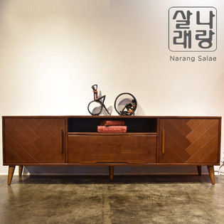 [파뜨가구] 와프 고무나무 헤링본 원목 거실장/전국착불
