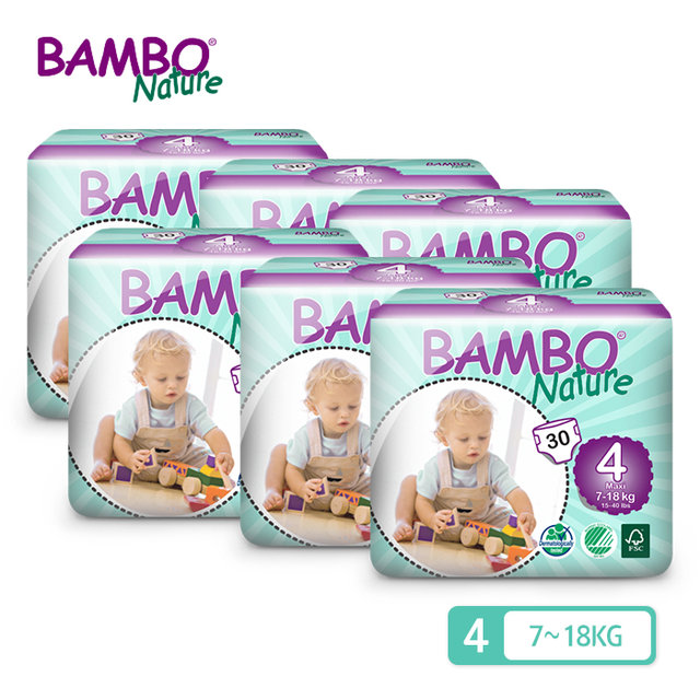 밤보네이처 기저귀 4단계 밴드형 6팩 1Box (30Px6팩)
