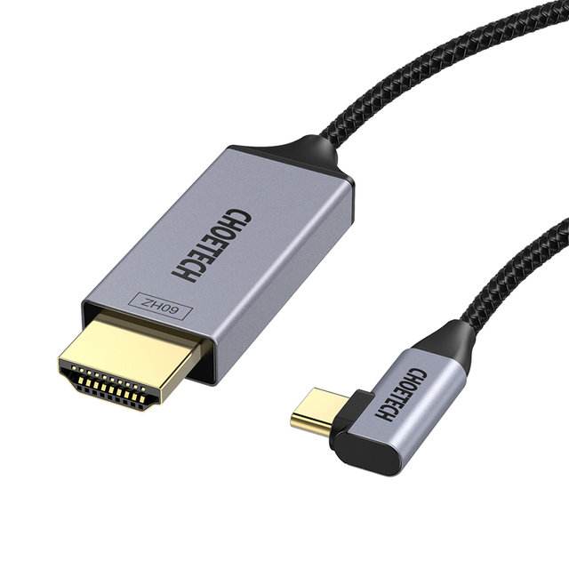 초텍 L자형 C타입 to HDMI 패브릭 케이블(1.8m) XCH-1803BK