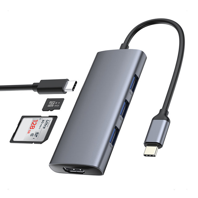 H 초텍 7in1 멀티포트 허브 HUB-M19-GY