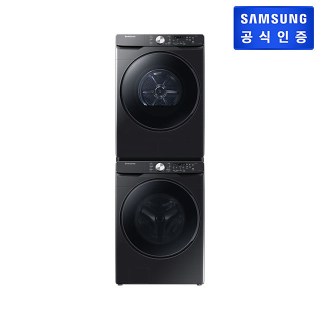 [1주이상소요] 드럼 세탁기(24kg)+건조기(17kg) WF24T8000KV7T (WF24T8000KV+DV17T8520BV) (블랙캐비어,스태킹키트 포함,LED 블랙)