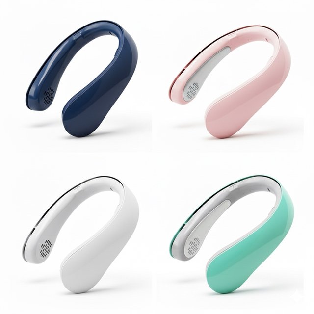 VN7-AIRCOOL 날개없는 넥밴드 선풍기 목풍기 그린