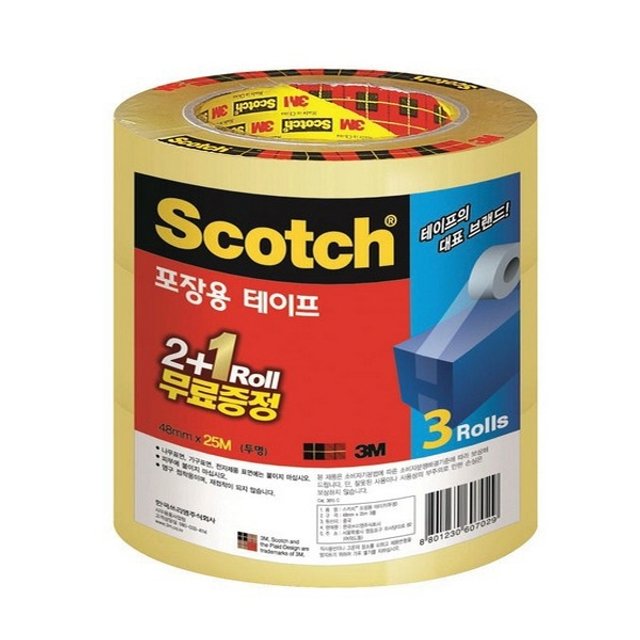 3M 스카치 포장용 테이프 투명 3625V 2plus1(48x25m)