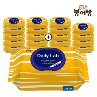 붕어빵 물티슈 데일리랩 네이쳐 캡형 80매 20팩(평량45g)