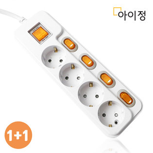 [1+1 특가] 현대 개별 절전 과부하차단 멀티탭 4구 5M 콘센트