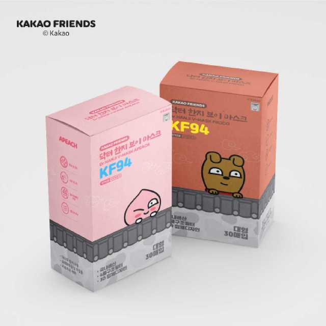 카카오프렌즈 닥터한지 브이 마스크 KF94 대형 [30매] 어피치