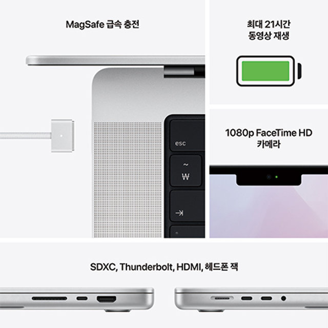2021 맥북프로 16 M1 Max, 10코어 CPU, 32코어 GPU, 32GB RAM, 1TB SSD - 실버 [MK1H3KH/A]